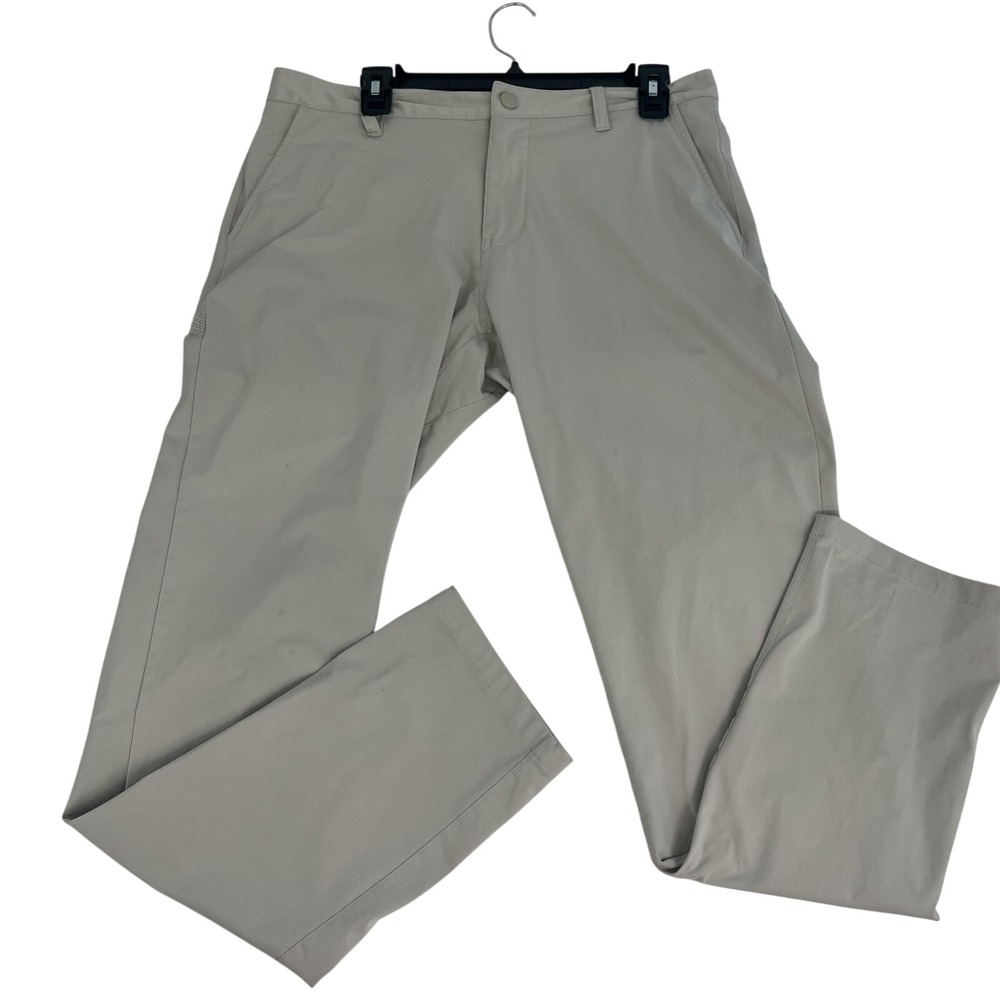 Rhone‎ Pants Mens 33x31 Beige Stretch Slim Fit Travel Chino Zip Pocket Casual